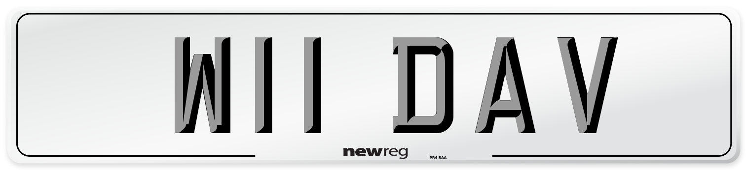 W11 DAV Number Plate from New Reg